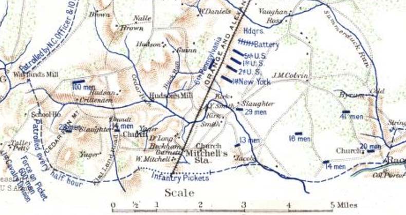 Map of Cavalry & Infantry Pickets near Mitchell's Station