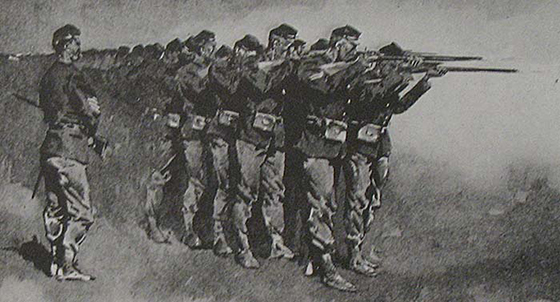 Frederick Remington Sketch of soldiers firing in line