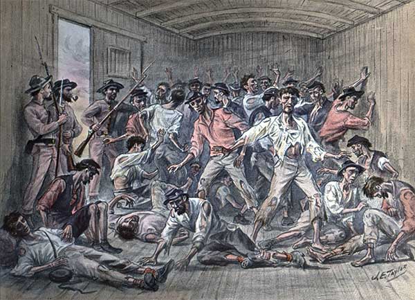James E. Taylor sketch titled Crowded Car