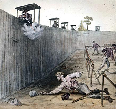 James E. Taylor illustration of prisoner shot down