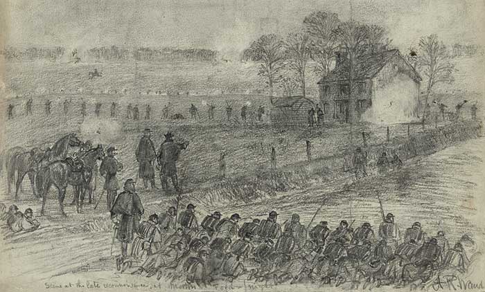 Alfred Waud Sketch of the Reconnaissance at Morton's Ford