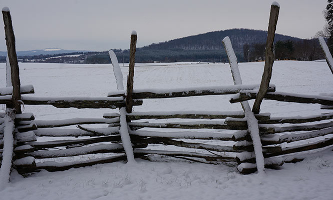 Cedar Mountain Battlefield covered in snow
